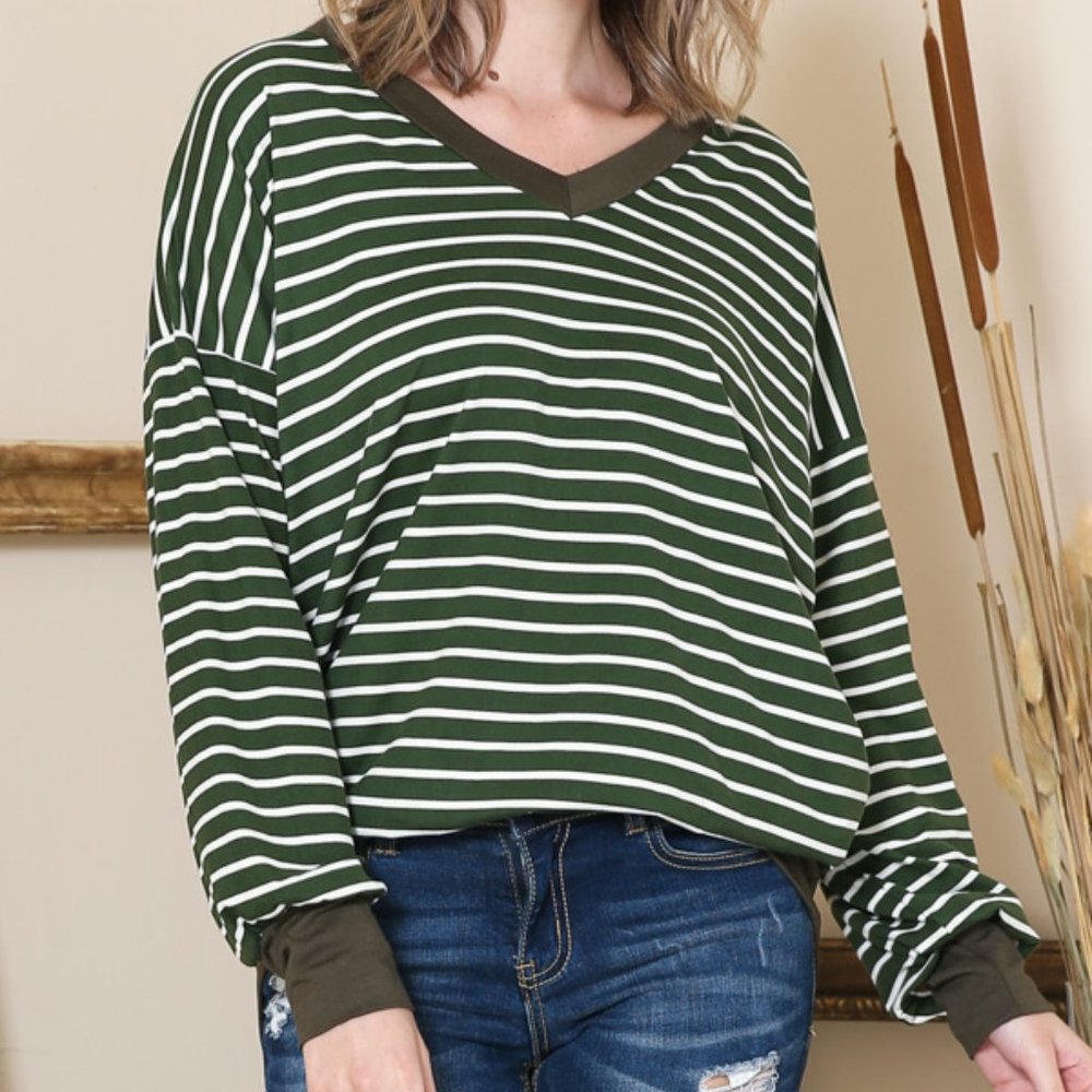 V-NECK STRIPE TUNIC